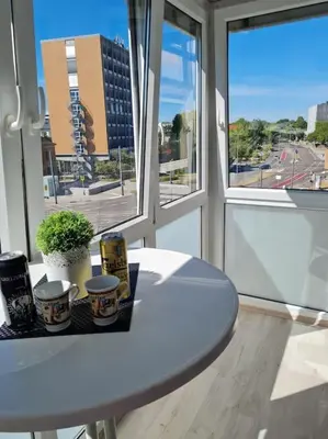 Ein Balkon oder eine Terrasse in der Unterkunft Apartment in TOP Lage Durlacher Tor/KIT