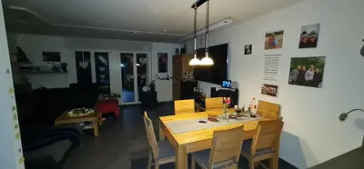 Ein Sitzbereich in der Unterkunft Gemütliches Gästezimmer an der Bergstraße Hessen