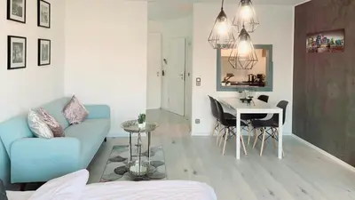 Ein Sitzbereich in der Unterkunft ✪ Beautiful Studio in Center with Amazing View ✪