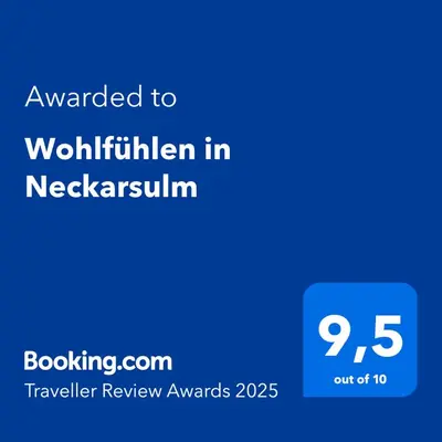 Ein Zertifikat, Auszeichnung, Logo oder anderes Dokument, das in der Unterkunft Wohlfühlen in Neckarsulm ausgestellt ist