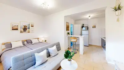 Ein Bett oder Betten in einem Zimmer der Unterkunft Ferienwohnung VinoDino