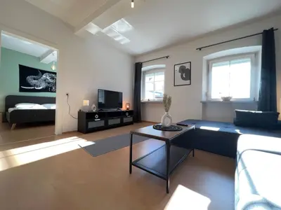 TV/Unterhaltungsangebot in der Unterkunft Romantisches Kamin-Apartment by Rabe - Gartenabteil, Smart-TV, Netflix