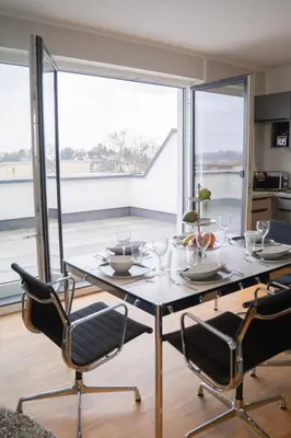 Blick auf einen Fluss in der Nähe der Ferienwohnung