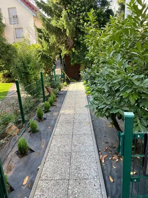 Ein Garten an der Unterkunft Moderne Wohnung in Mannheim
