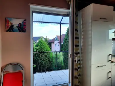 Ein Balkon oder eine Terrasse in der Unterkunft Gemütliche, helle Wohnung im Luftkurort Dansenberg