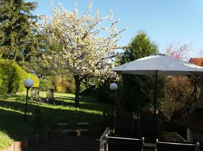 Ein Garten an der Unterkunft Gemütliche, helle Wohnung im Luftkurort Dansenberg