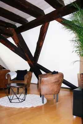 Ein Sitzbereich in der Unterkunft empanada ferienwohnung