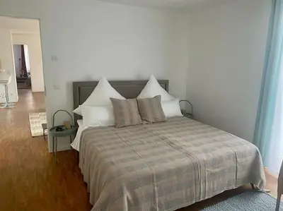 Ein Bett oder Betten in einem Zimmer der Unterkunft Wohnen am Seebach