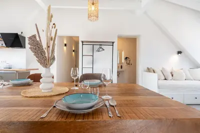 Ein Sitzbereich in der Unterkunft Altstadt Apartments