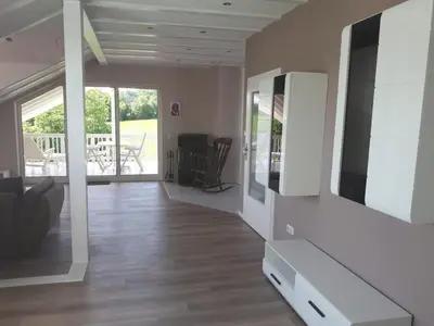 Ein Sitzbereich in der Unterkunft NEU Ferienwohnung Odenwald