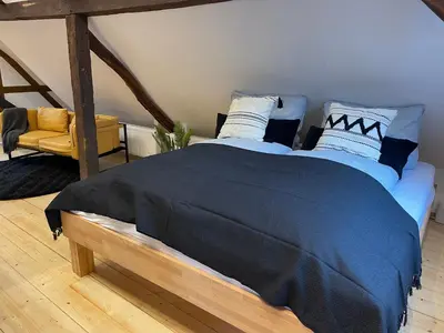 Ein Bett oder Betten in einem Zimmer der Unterkunft Hideaway im Odenwald nahe Heidelberg