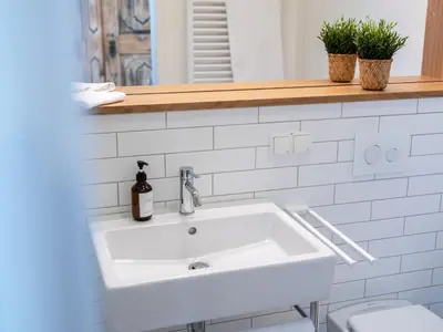 Ein Badezimmer in der Unterkunft Gästehaus Schloss Janson