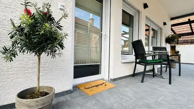 Ein Balkon oder eine Terrasse in der Unterkunft Heimatliebe Erfweiler Wohnung ZWÄ