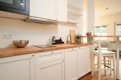 Küche/Küchenzeile in der Unterkunft Palmbräu Altstadt Appartments